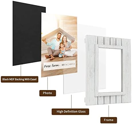 מסגרת תמונת עץ 4x6 סט של 2, מסגרת צילום, עץ מוצק HD Plexiglass מסגרת להסכמת קיר ותצוגת שולחן עבודה, מסגרת תמונה