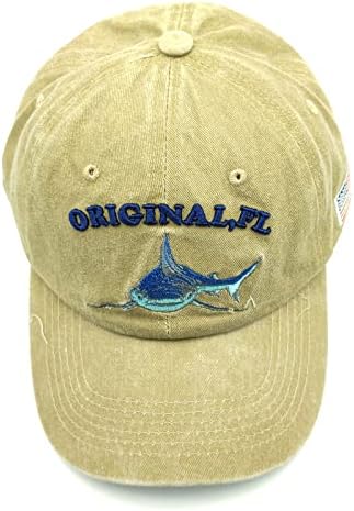 כריש רקום כותנה כותנה כובע בייסבול שטוף אבא במצוקה כובע וינטג