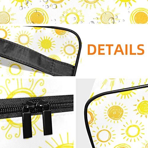תיק איפור נייד של ECMRAD SUNS SUNS הדפס כתום קיבולת גדולה עם רוכסן מתאים לבנות יפות נשים בני נוער מטיילים
