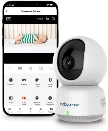 BabySense ראה צג Baby Wifi Smart, מצלמה 1080p, ראיית לילה HD, גילוי & מסלול תנועה, Capture & Record