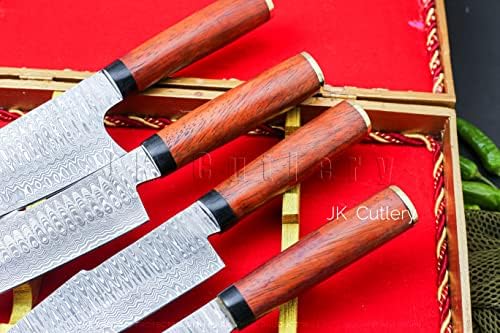 בעבודת יד דמשק פלדה שף סכין סט מטבח בית מקצועי סכין סט עם תיבת עץ 237