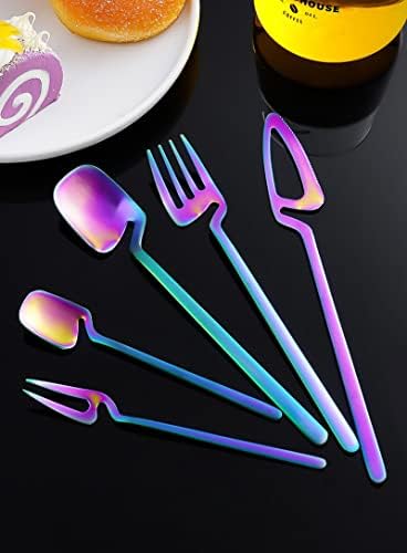 נה יצירתי 304 נירוסטה כלי שולחן מעוקל ידית יכול לתלות כוס כפית קינוח סכין, מזלג כפית ארבע חתיכה כלי שולחן