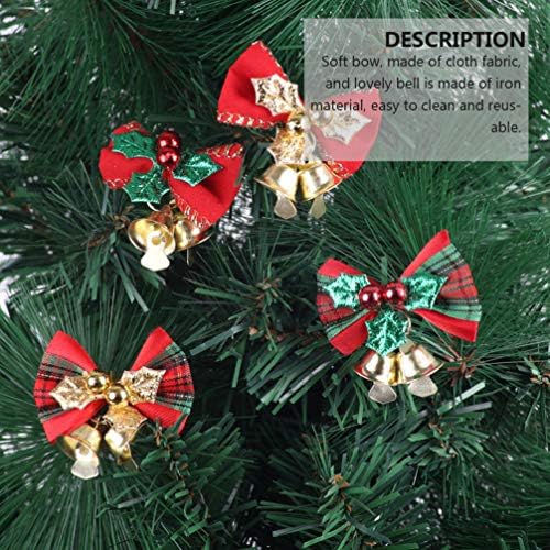 Doitool Madivity Decor 12 PCS מיני עץ חג המולד קשתות חג המולד עץ קשת קישווט קישוטי עם פעמונים לעץ חג המולד עץ