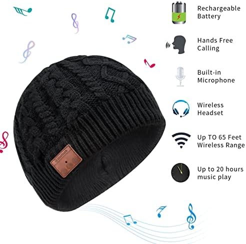 Wirist Bluetooth Beanie Hat אוזניות, מפלגות גרבי חג המולד מתנות טק ייחודיות לגברים נשים בני נוער