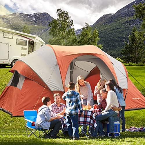 אוהל קמפינג 10 אנשים בהיקרגרדן - אוהל משפחתי נייד קל להתקנה למחנה, אוהל כיפת בד אטום לרוח חיצוני לטיולים רגליים,