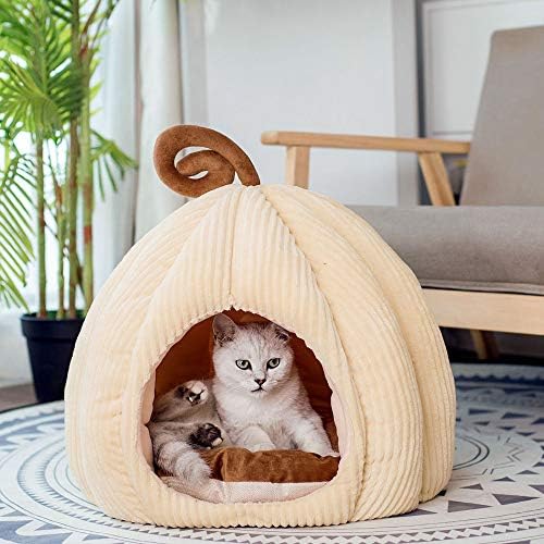 דלעת צורת חתול כלב מיטת בית חם מקורה חתלתול גור מערת בית שינה קטיפה רך מחצלת חתול מיטה לחיות מחמד